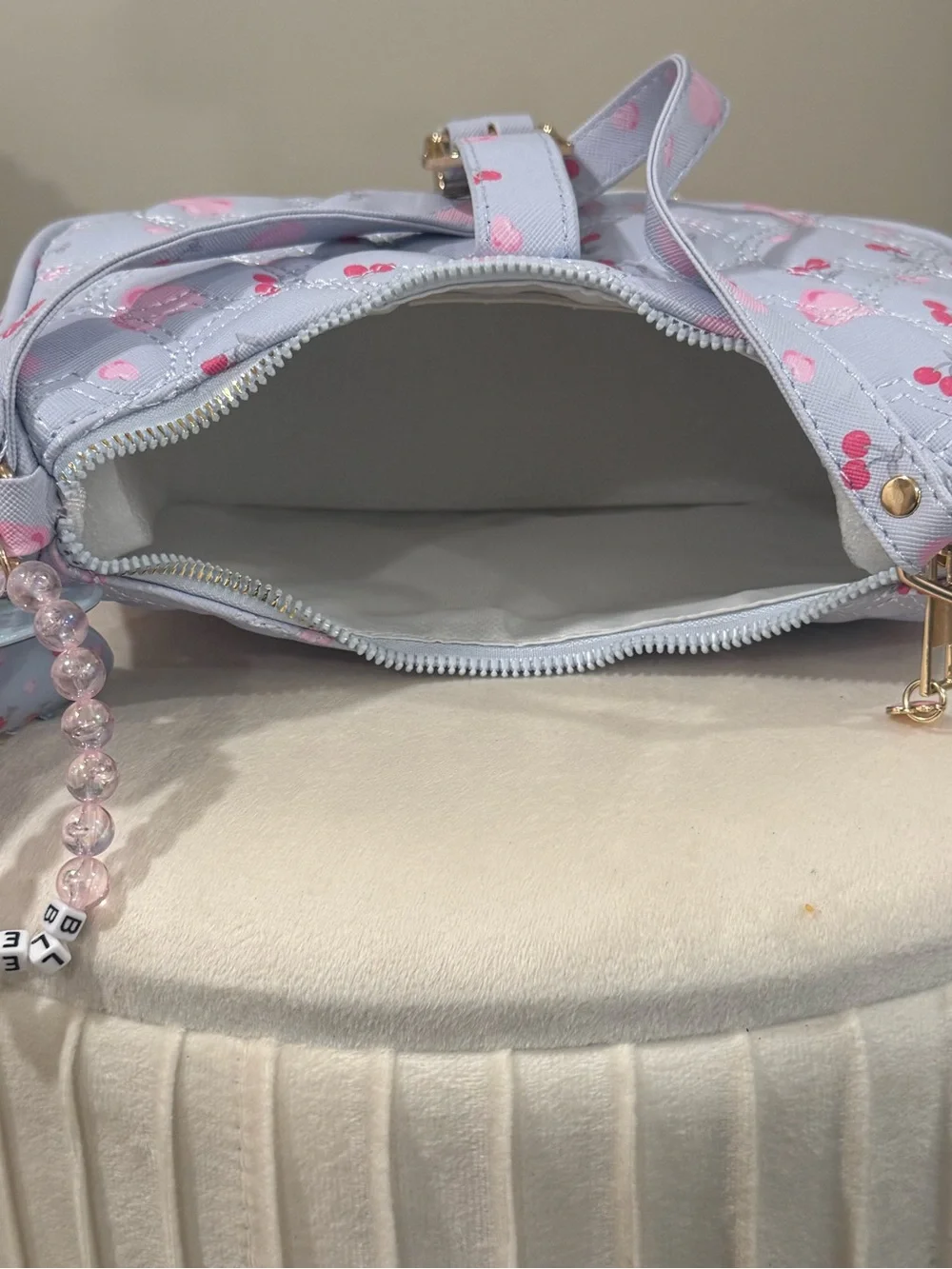 Kids Light Blue Quilted Heart Crossbody Bag with Pink Accents